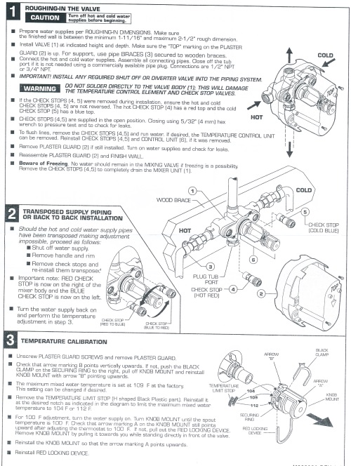 American Standard Thermostatic rough valve installation instructions