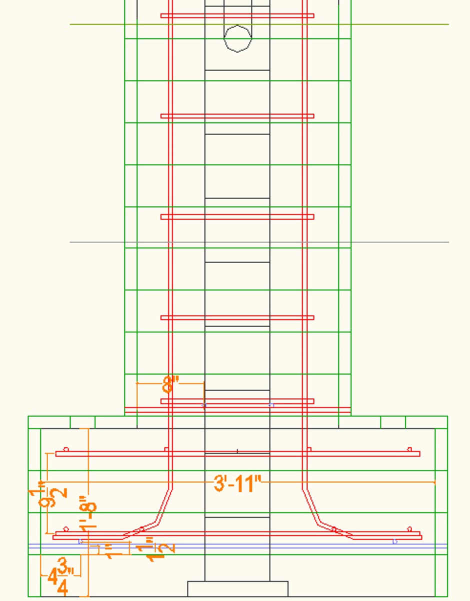 Deck Column Side Showing Rebar