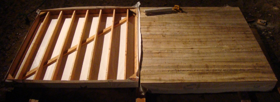 Shed floor boards on one half