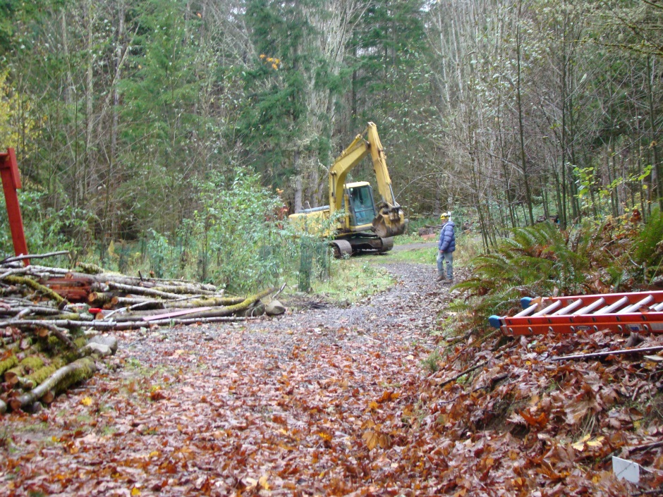 Excavator arriving