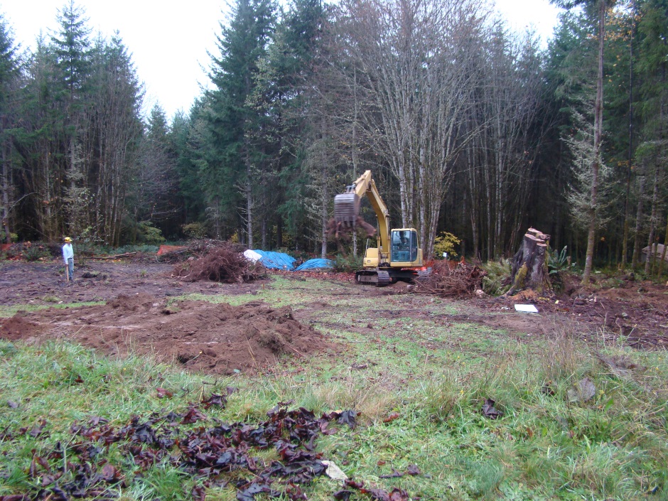 Excavator tree stump moving