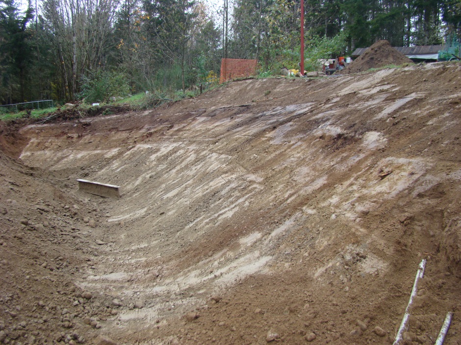 Excavator slope half done