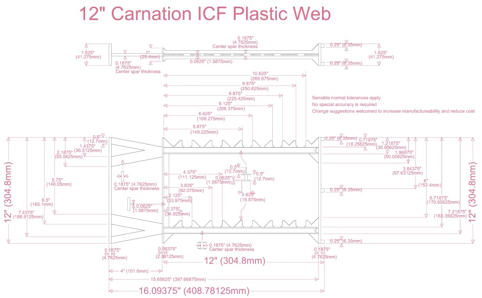 12in Carnation Icf Plastic Web