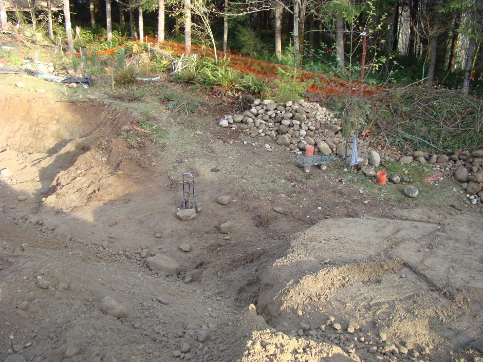 Excavation view east from mound