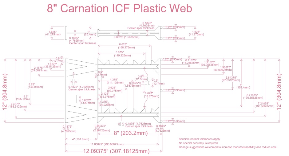 8in Carnation Icf Plastic Web
