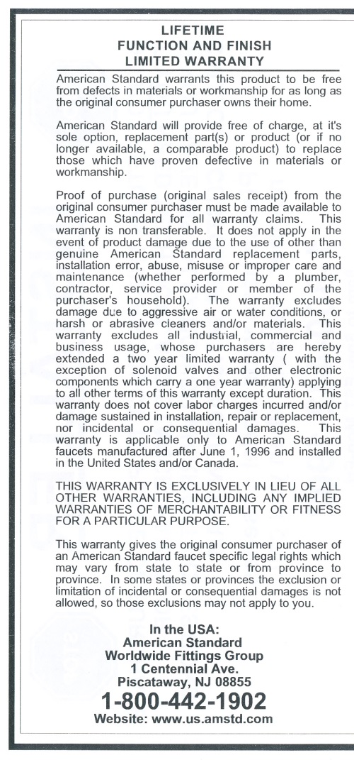 American Standard Thermostatic rough valve installation instructions