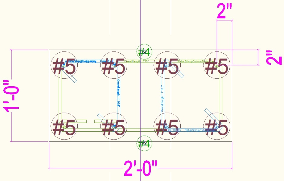 Basement Pillar Example Using Tight Stirrup Bends