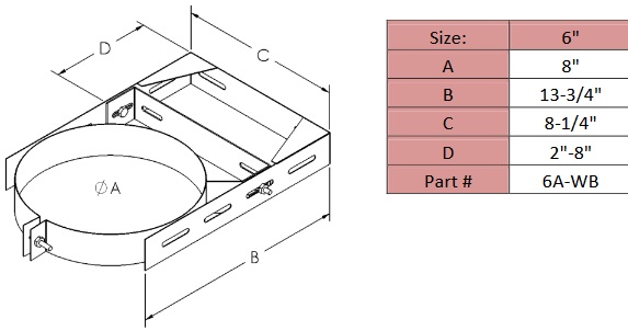 Chimney Shasta Support Bracket Drawing