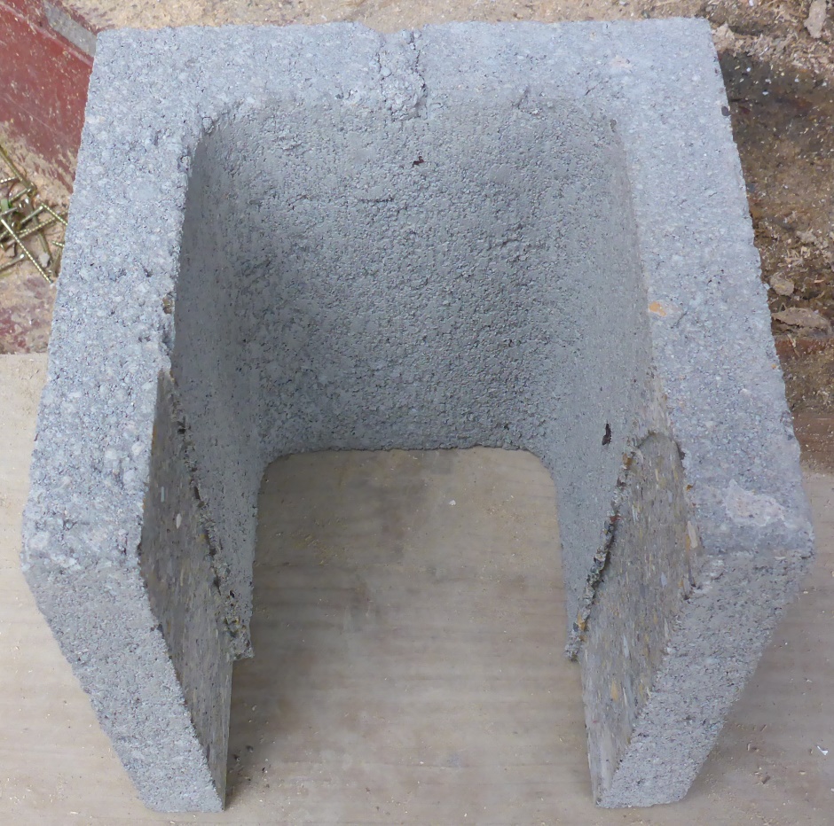 Concrete Block Cut For Pipe Exit