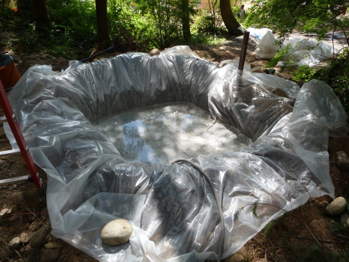 Concrete washout pond