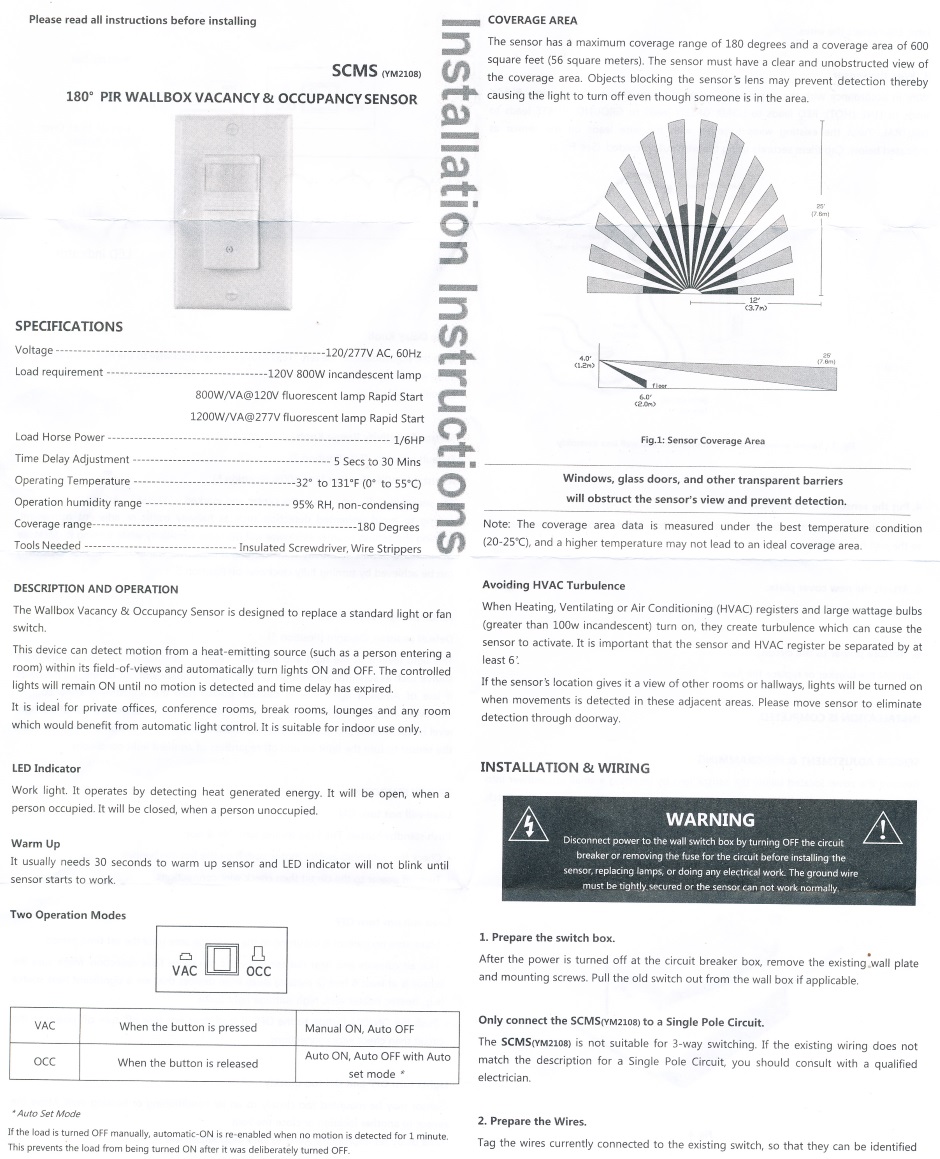 Decora Motion Sensor Details