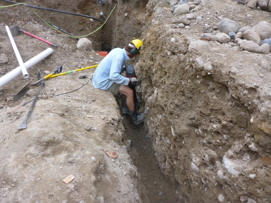 Digging House Drain Ditch With Jackhammer