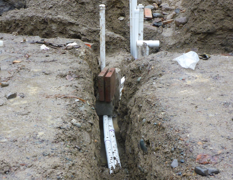 Drainage Pipe Weighted Down