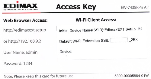Edimax Config Card