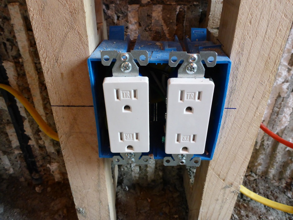 Electrical outlets fitted to box