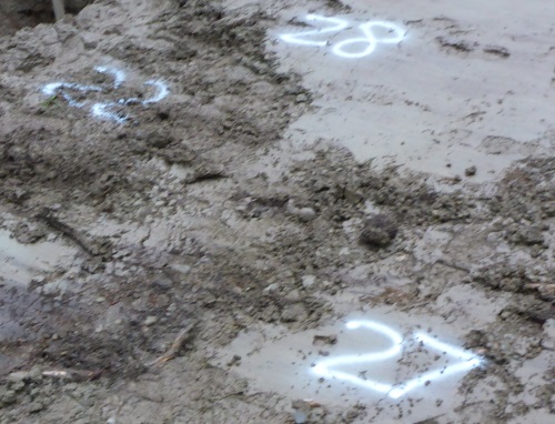 Excavation Heights Marked With Paint