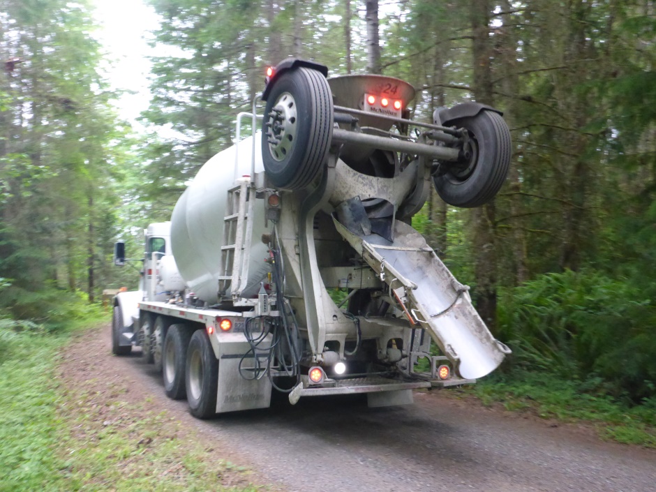 First Concrete Truck Reversing Up Drive