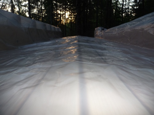 Flat roof covered in plastic