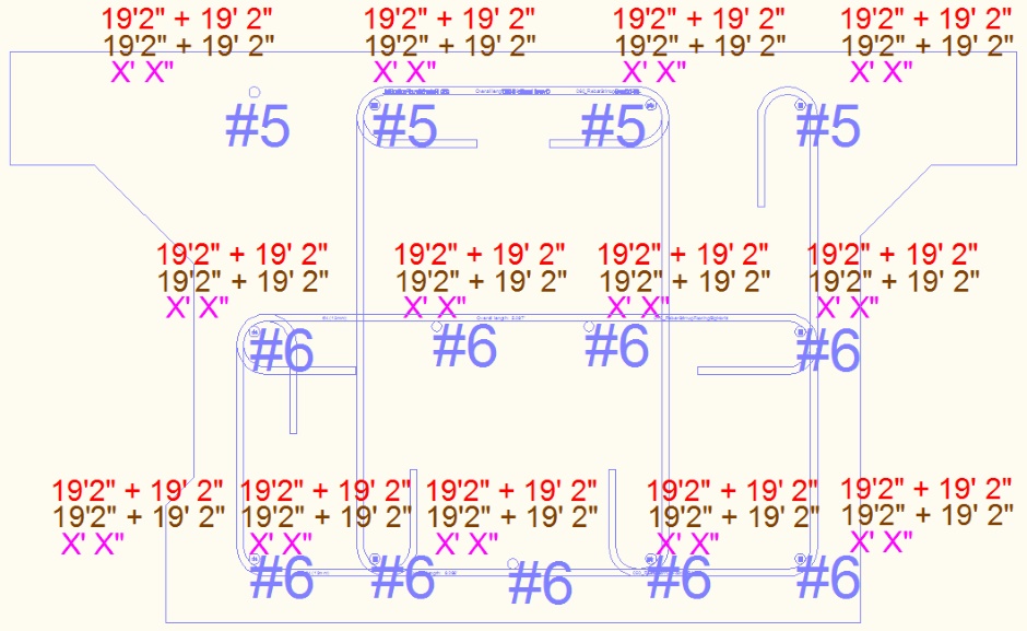 Footing Rebar Lengths Internal North South