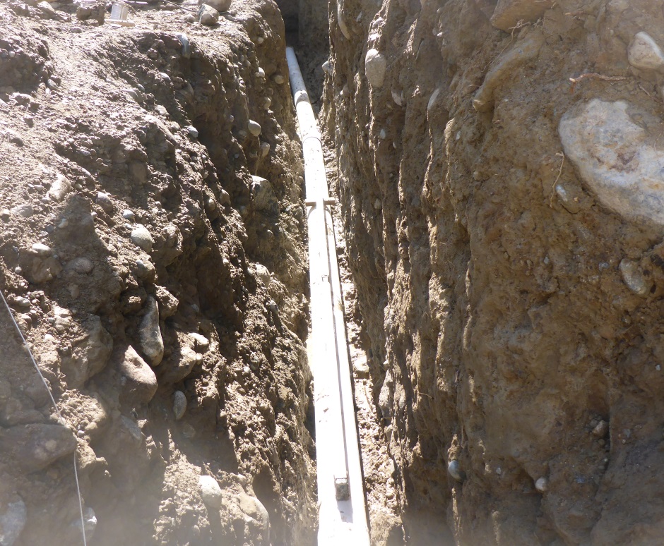 Foundation Drain Pipe In Trench Exit