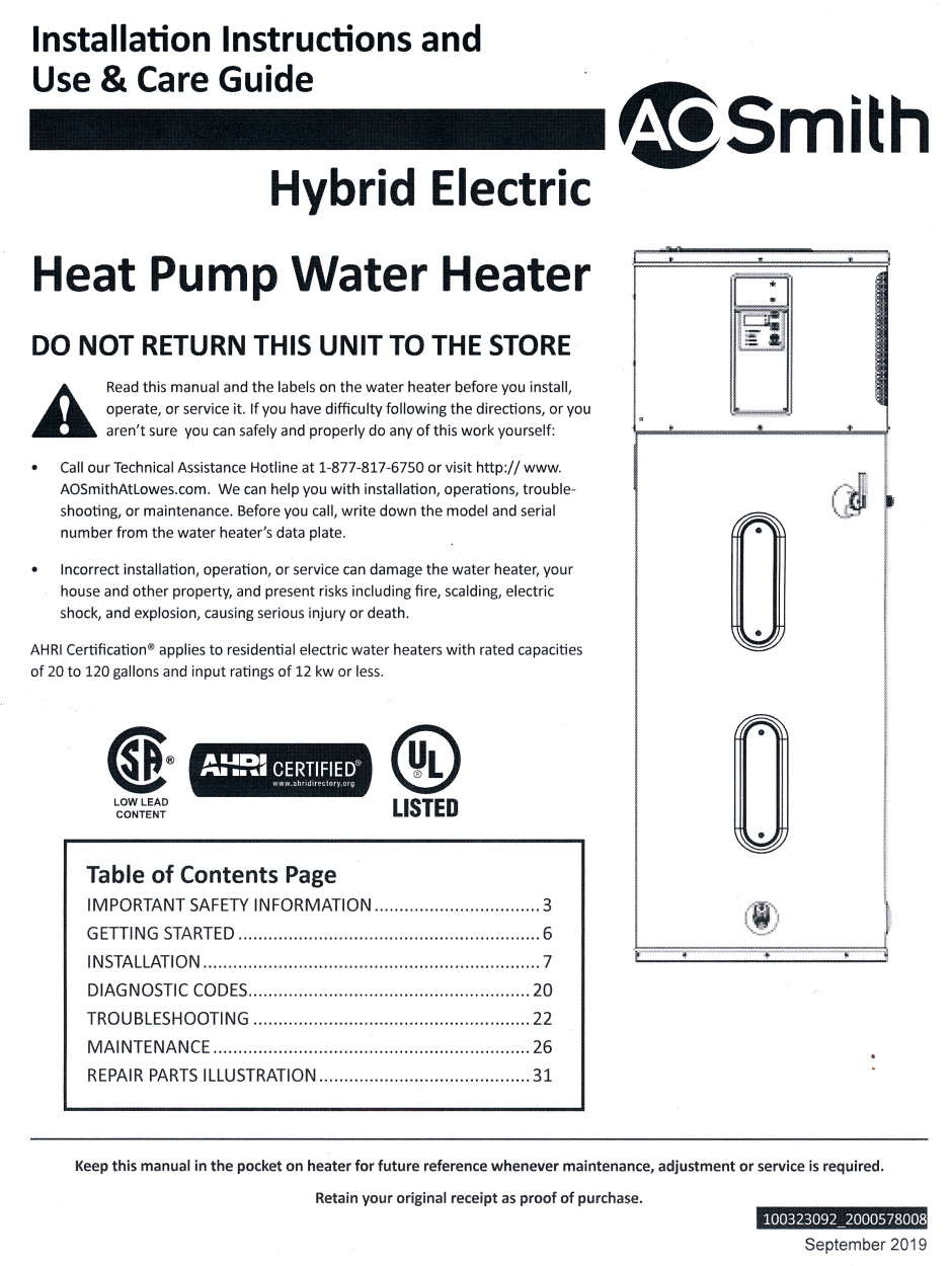 HeatPumpWaterHeaterAOSmith