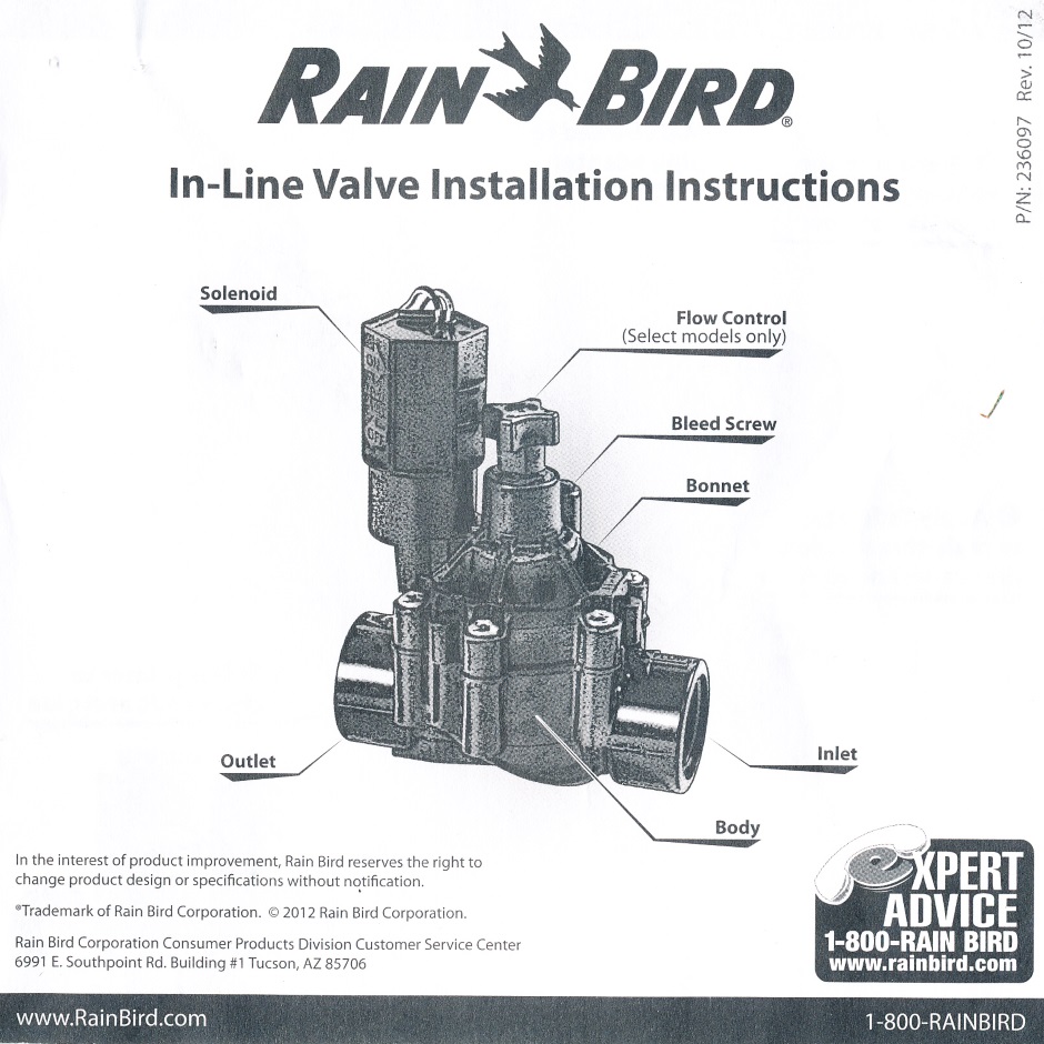 Irrigation Valve Instructions