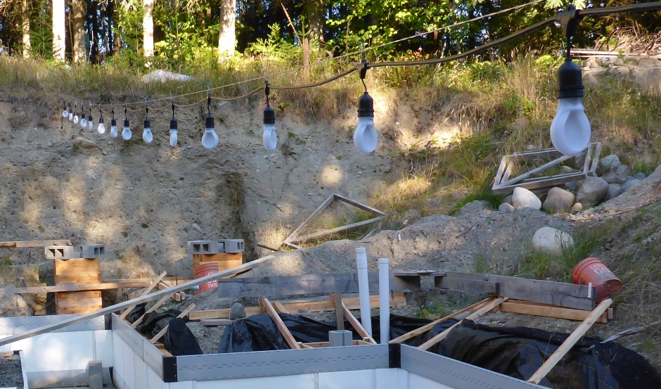 Light String Across Building Site