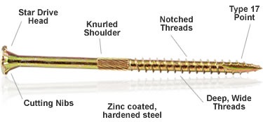 Long screws - star head