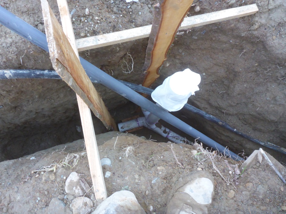 Looking Down On Stubbed Footing Drainage Pipes