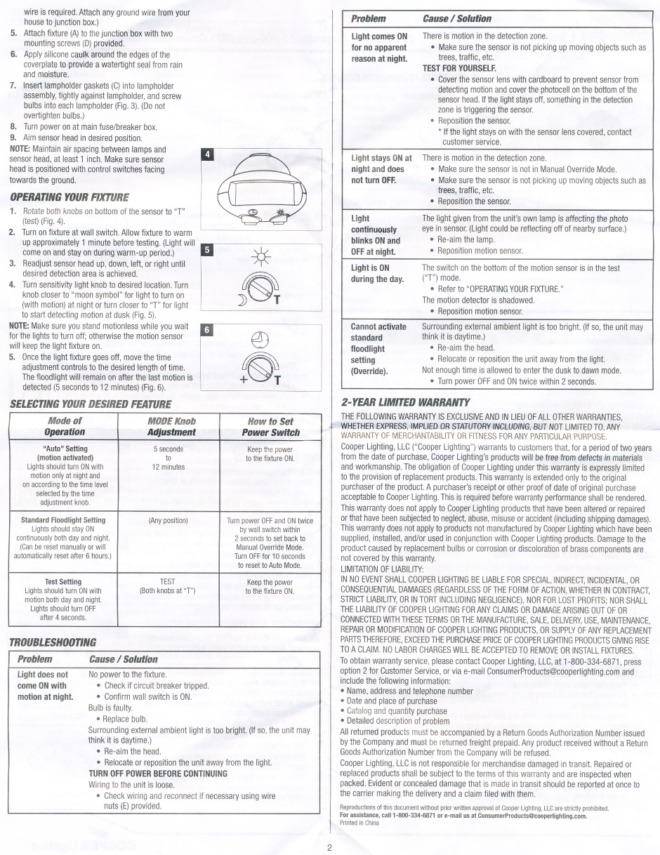 Motion Light Cooper instructions 2