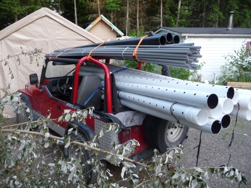 Pipes in jeep