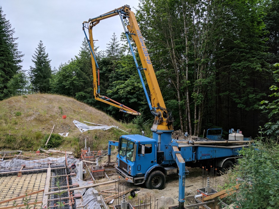 Pump Truck In Position And Unfolding