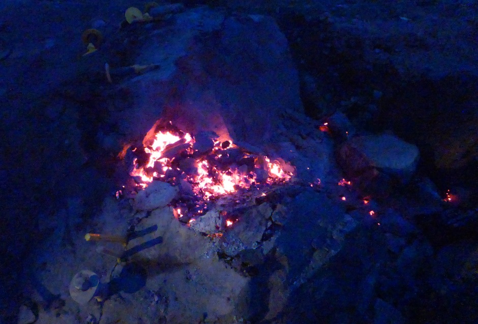 Rock Burning At Dusk