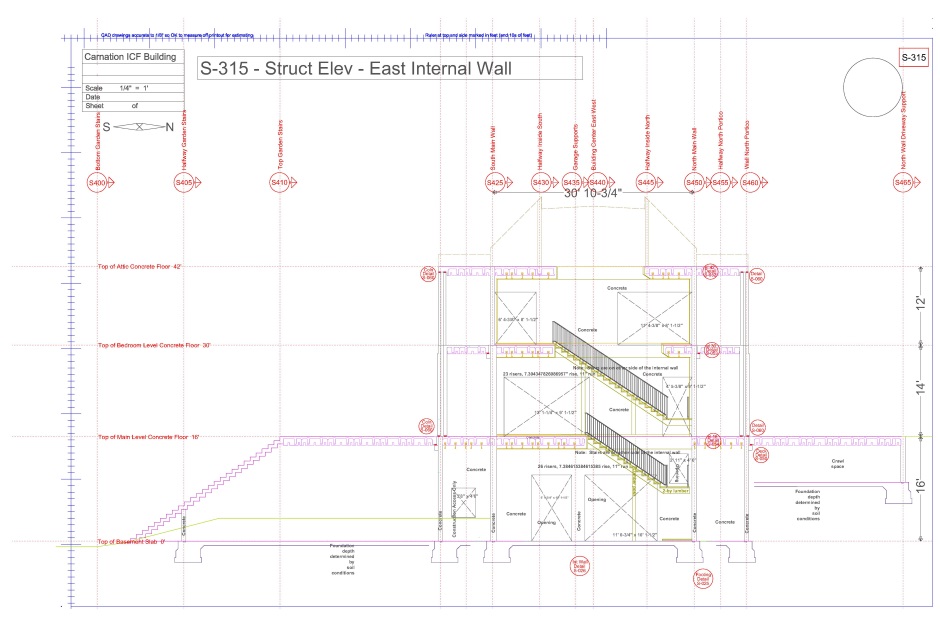 East internal wall structure