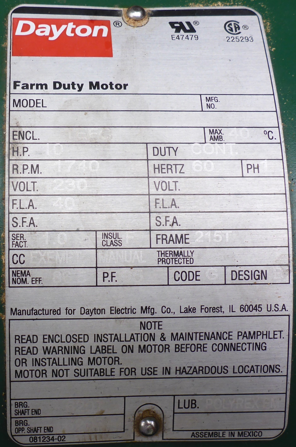 Sawmill Motor Dayton 2