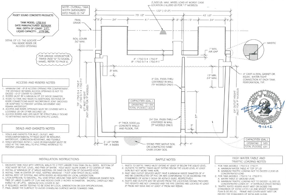 Septic And Pump Tanks 1750 Drawings