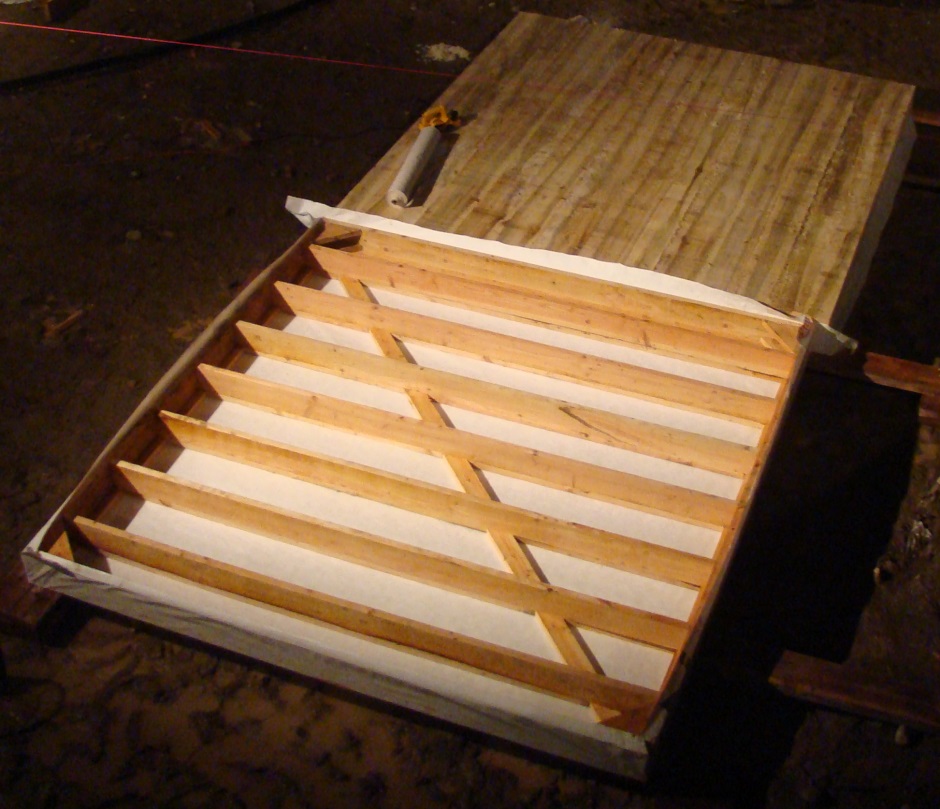 Shed floor boards on one half