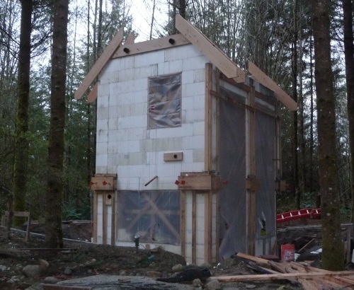 Site after pour with first roof beams