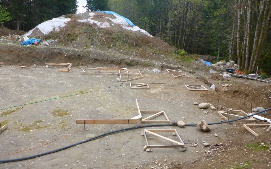 Site - Deck foundations and water pipe