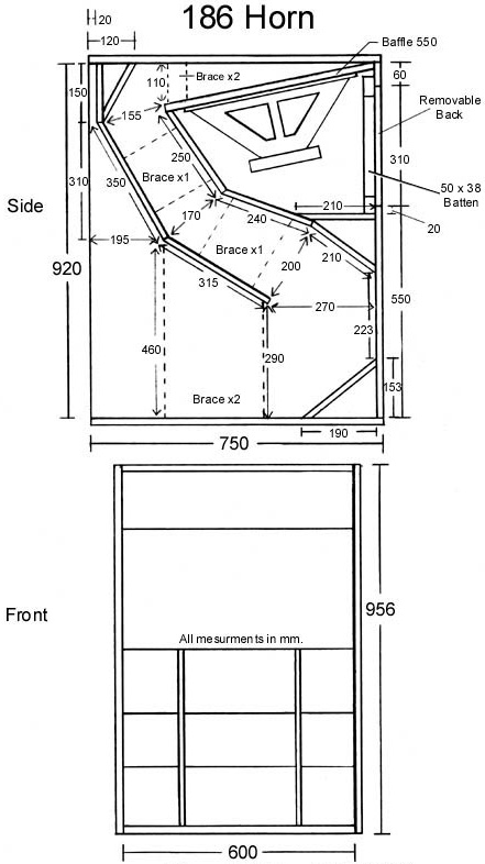 Speaker Drawing Folded Horn