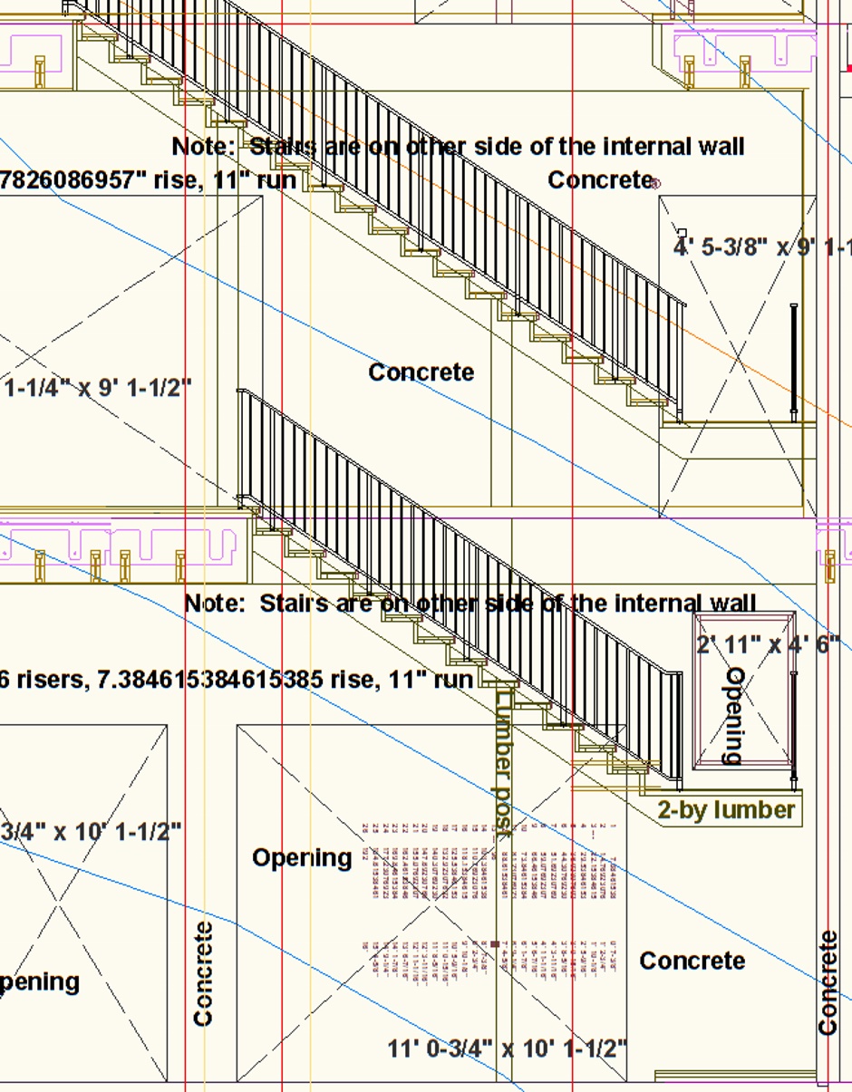 Stair Drawing East Internal Wall