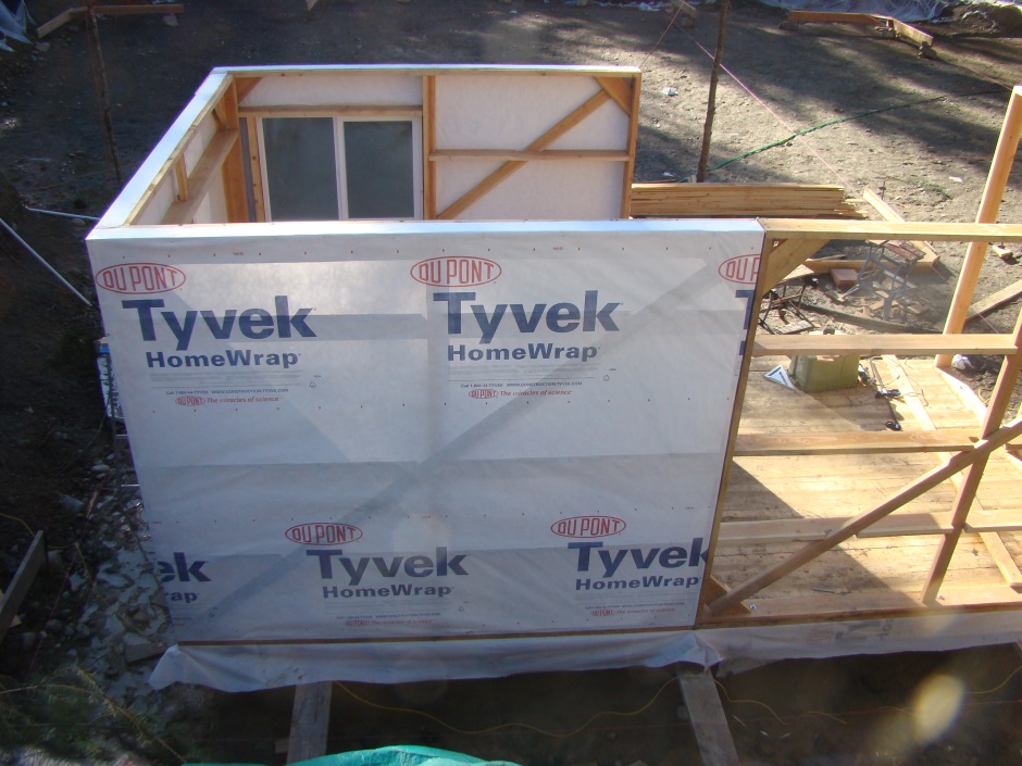 Three panels with Tyvek