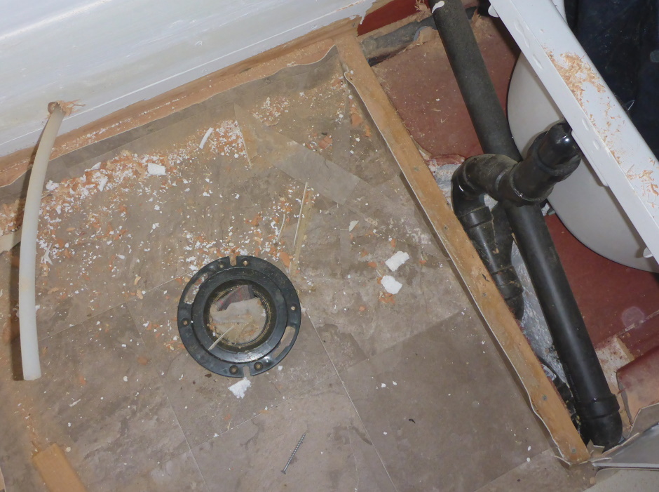 Tiny House Plumbing Toilet Ring On Vinyl