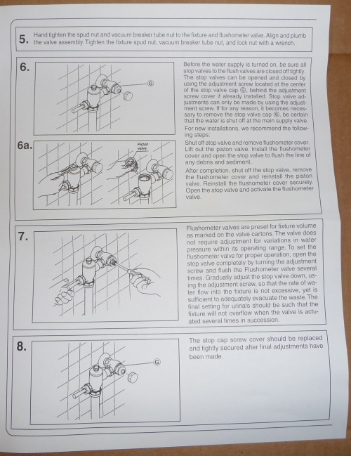 Toto Flushometer instructions 3