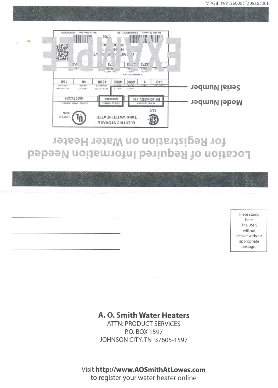 Water Heater AOSmith Manual